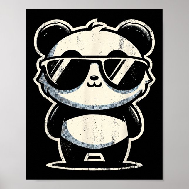 Retro Panda i Sungles Bbq Bassäng Party Funny Pand Poster (Framsidan)