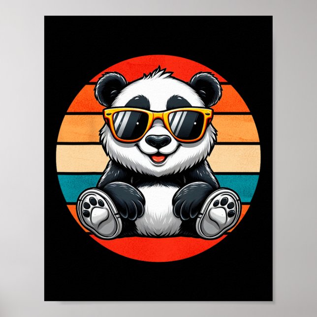 Retro Panda i Sungles Bbq Bassäng Party Funny Pand Poster (Framsidan)