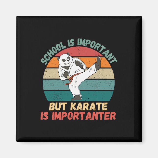 Retro Panda School är viktigt Karate är viktigt Magnet (Framsidan)