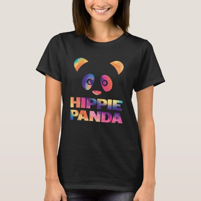 Retro panda Tie Dye Hippie Färgstarka manar och kv T Shirt (Framsida)