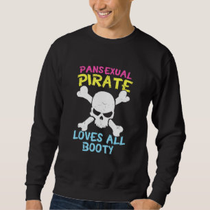 Retro Pansexual Pirat Kärlek All Booty Cute Lgbt P Lång Ärmad Tröja