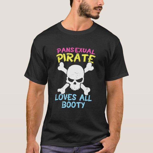 Retro Pansexual Pirat Kärlek All Booty Cute Lgbt P T Shirt (Framsida)