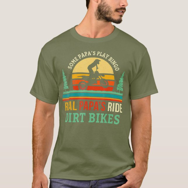 Retro Papa Dirt Bike Gift Dad Dirtbike Gifts T Shirt (Framsida)