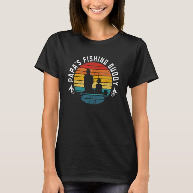 Retro Papa's Fishing Buddy  Fishing 2 T Shirt (Framsida)