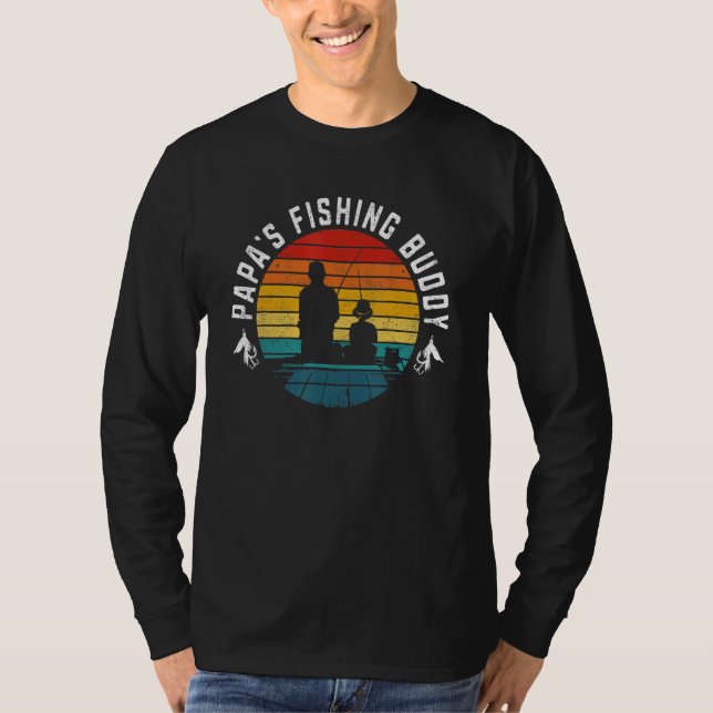 Retro Papa's Fishing Buddy  Fishing 2 T Shirt (Framsida)