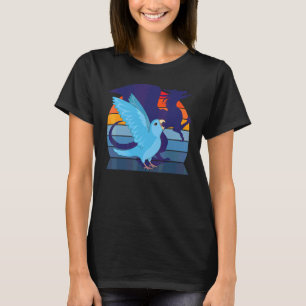 Retro papegoja I Bevingad drake I Skrikande blå pa T Shirt