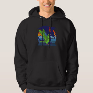 Retro papegoja I bevingad drake I skrikande grön p Hoodie