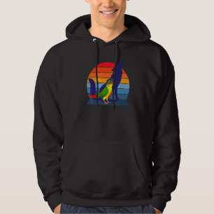 Retro Papegoja I Vrålande Varg I Skrikande Gul sid Hoodie