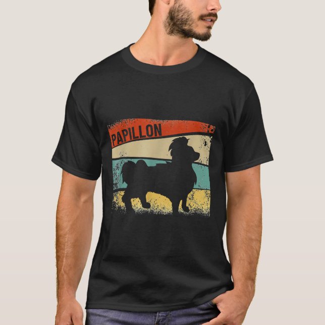 Retro Papillon Hund T Shirt (Framsida)