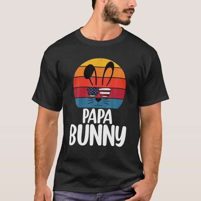 Retro Pappa Bunny, Glad påsk pappa Bunny Matchin T Shirt (Framsida)