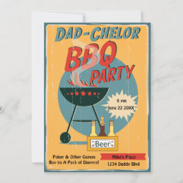 Retro Pappa-Chelor BBQ Party Baby Shower Inbjudningar