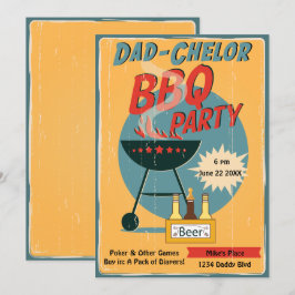Retro Pappa-Chelor BBQ Party Baby Shower Inbjudningar