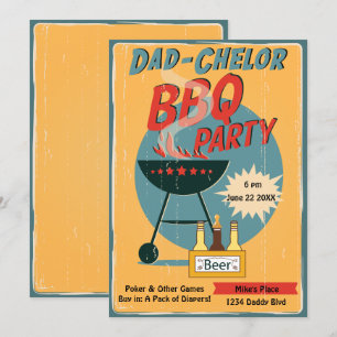 Retro Pappa-Chelor BBQ Party Baby Shower Inbjudningar