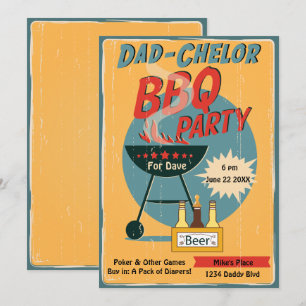 Retro Pappa-Chelor BBQ Party Baby Shower Inbjudningar