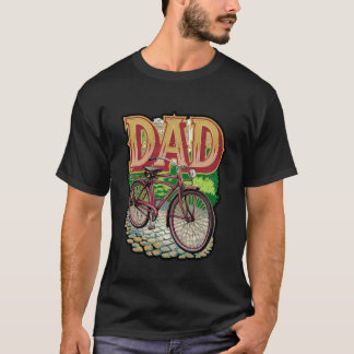 Retro Pappa Cykling Silhuett Design T Shirt