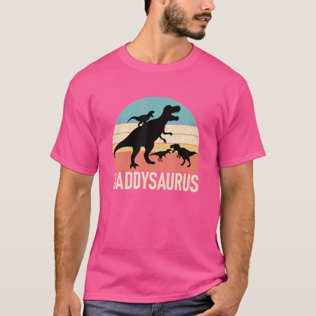 Retro pappa Dinosaur Daddysaurus Far Day T Shirt (Framsida)
