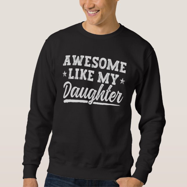 Retro Pappa Far Och Dotter Awesome Som Min Dotterg Lång Ärmad Tröja (Framsida)