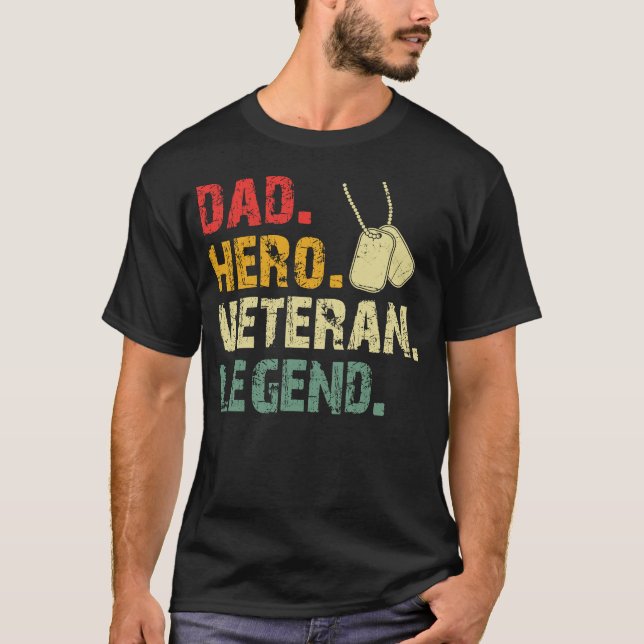 Retro Pappa Hjälte Veteran Legend Militär Far Föde T Shirt (Framsida)