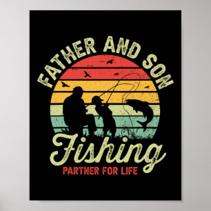 Retro Pappa Och Son Fiskar Partners För Livet Far Poster