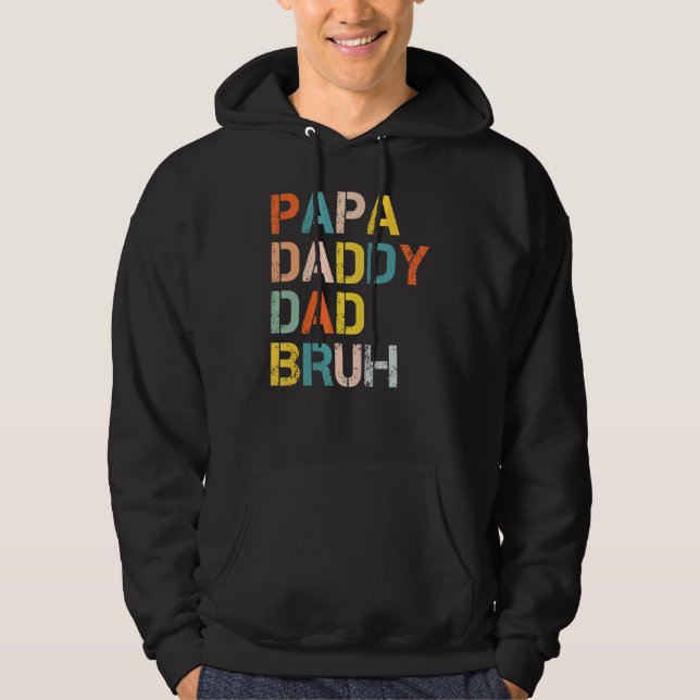 Retro Pappa pappa Pappa Bruh Fars dag Hoodie (Framsida)