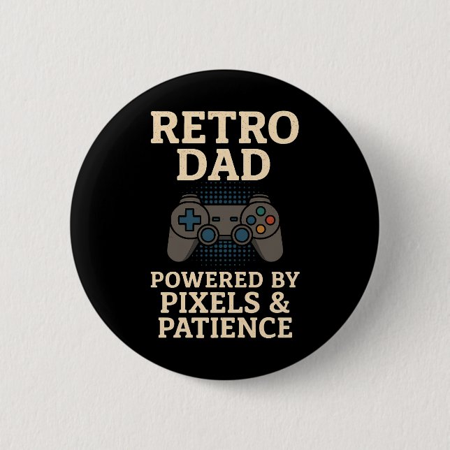 Retro Pappa Pixel Gamer Design Knapp (Framsida)