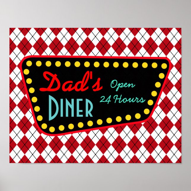 Retro Pappas Diners skylt konst posters present (Framsidan)