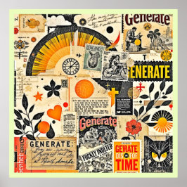 Retro Papper Ephemera Mix Poster