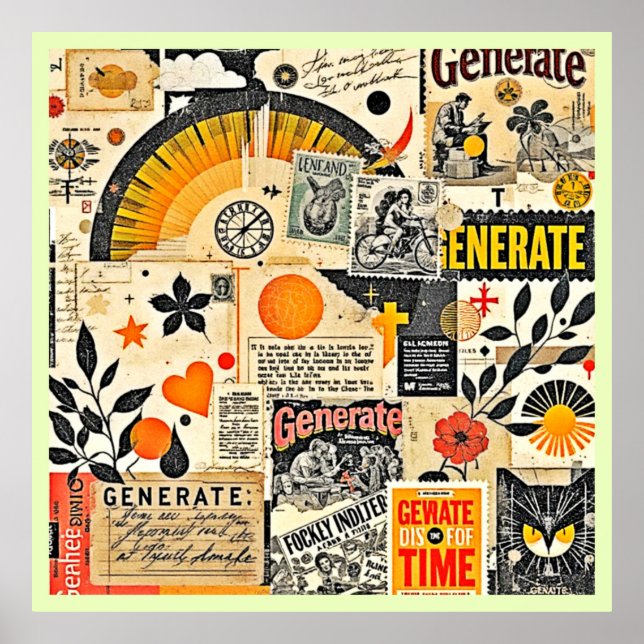 Retro Papper Ephemera Mix Poster (Framsidan)