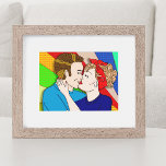 Retro par Kissing Pop Art Stil Poster<br><div class="desc">Femtio par kyssande retro pop art stil hand plockade-teckningar.</div>