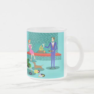 Retro-par med Hund Frosted Glass Mugg
