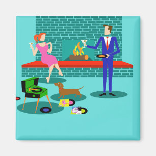 Retro-par med Hund Magnet