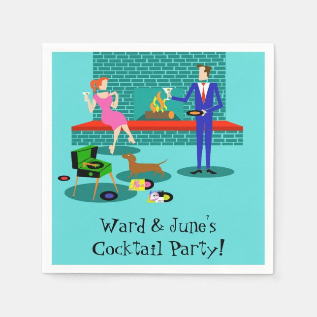 Retro-par med Hund Pappra blöjor Pappersservett (Framsidan)