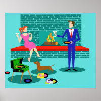 Retro par med Hund Poster