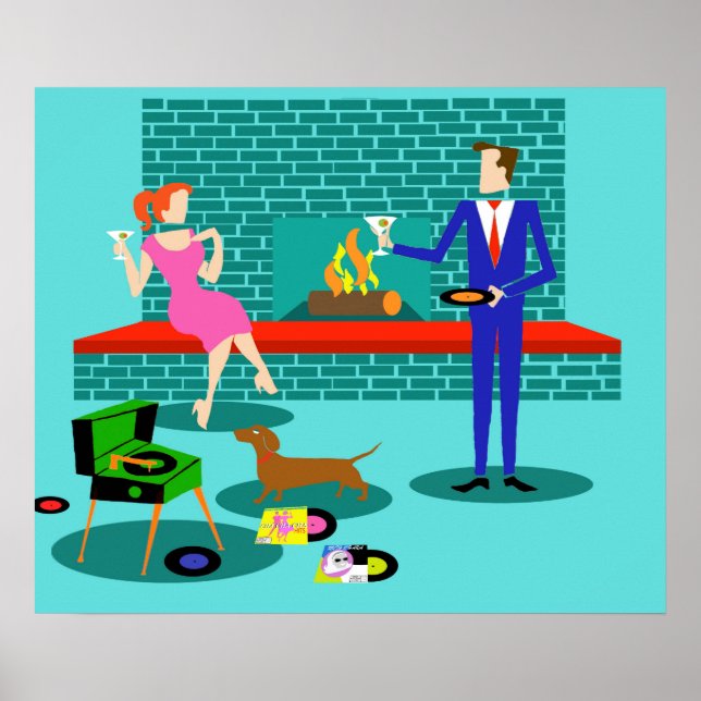 Retro par med Hund Poster (Framsidan)