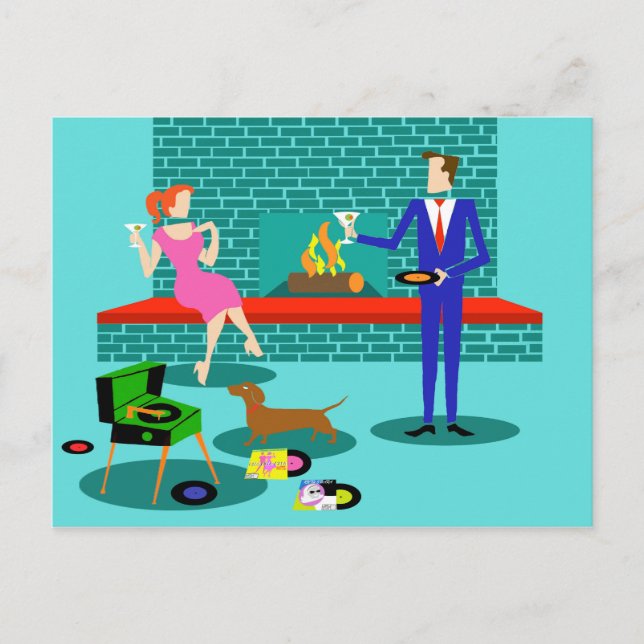 Retro-par med vykort för Hund (Framsida)