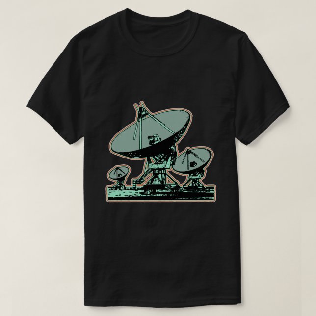 Retro parabolantenn-grafik tee (Design framsida)