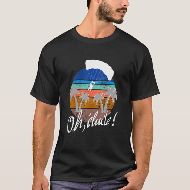 Retro Paraglider som flyger över bergen Born till T Shirt (Framsida)