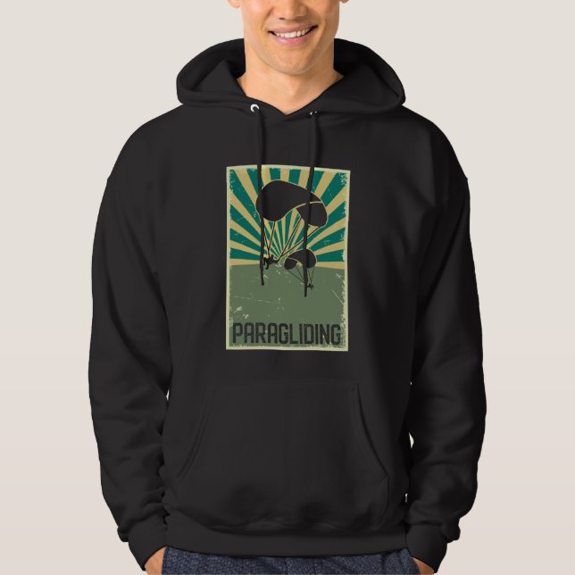 Retro Paraglizing Art Flying Hobby Paraglider Hoodie (Framsida)