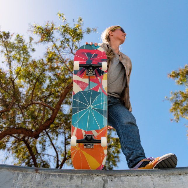 Retro Paraply Regnig Dag Popkonst Mini Skateboard Bräda 18,5 Cm (Utomhus 1)