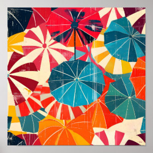 Retro Paraply Regnigt Dag Popkonst Poster