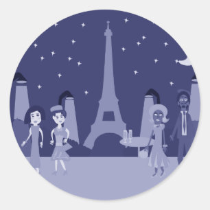 Retro Paris Runt Klistermärke