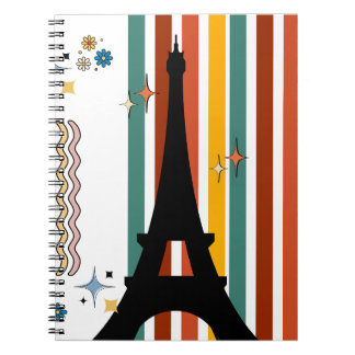 Retro Paris Vibes: Eiffel Torn Silhouette Anteckningsbok