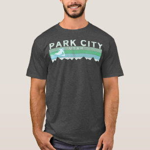 Retro Park City Utah Distress Skiing T Shirt
