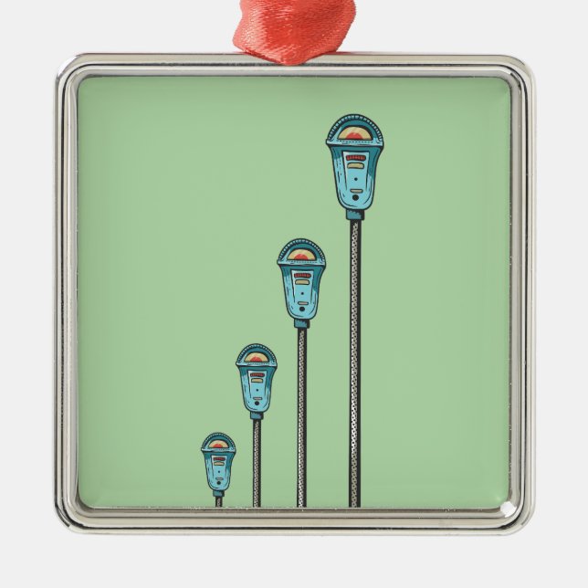 Retro parking meter julgransprydnad metall (Framsidan)