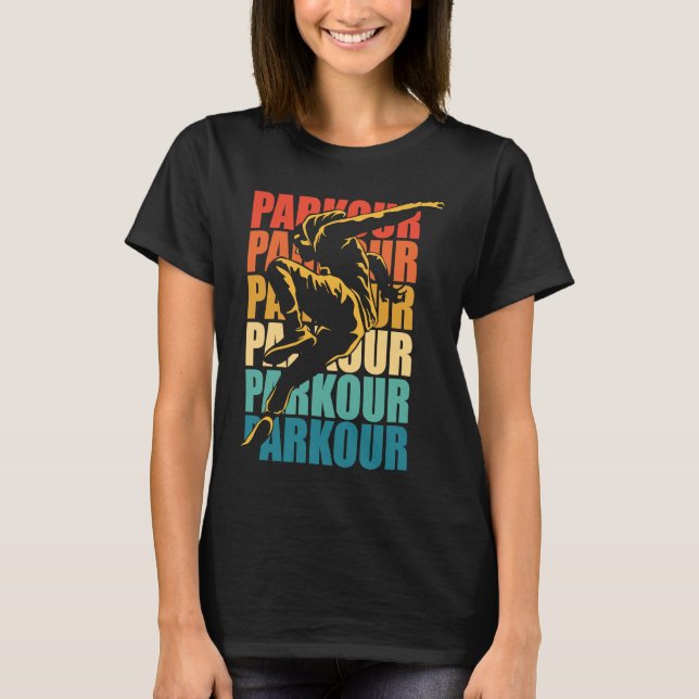 Retro Parkour Free Running Parkour T Shirt (Framsida)
