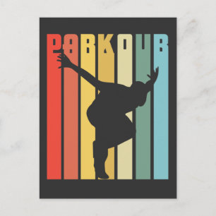 Retro Parkour Gift City Free Running Jump Vykort