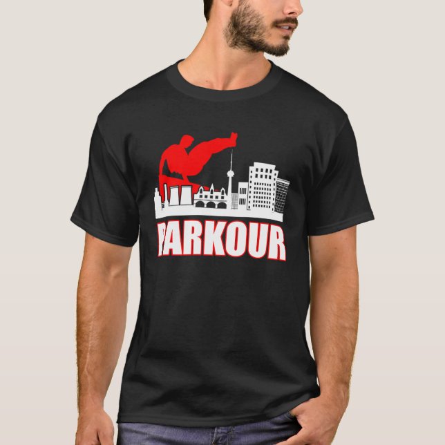 Retro Parkour Sport Climbing Bouldering Parkour T Shirt (Framsida)