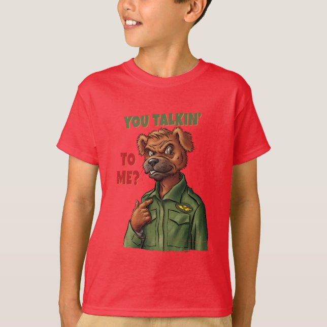 Retro Parody Dog – You Talkin’ to Me? T Shirt (Framsida)