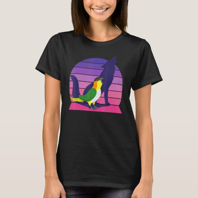 Retro Parrot I Howling Varg I Screaming Black head T Shirt (Framsida)