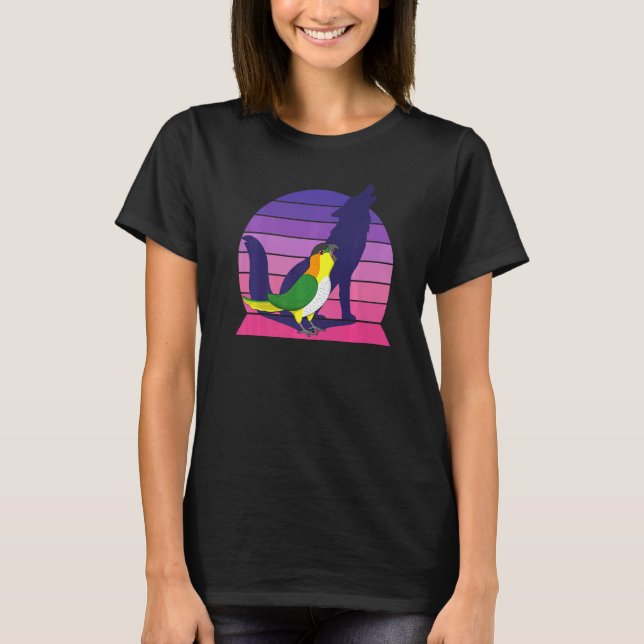 Retro Parrot I Howling Varg I Screaming Black head T Shirt (Framsida)